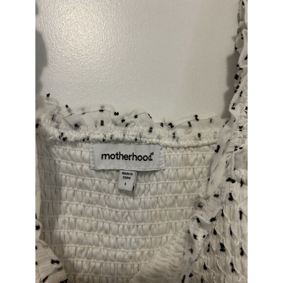 Motherhood Maternity White With Black Polka Dot Boho Maxi Dress Size Large Flowy - Picture 4 of 6